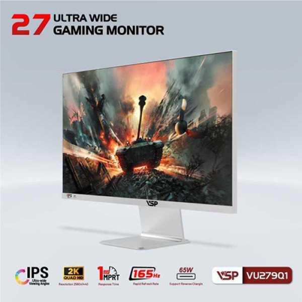 Màn hình VSP Ultrawide VU279Q1 Trắng (27 inch | QHD | IPS | 165Hz | 1ms)