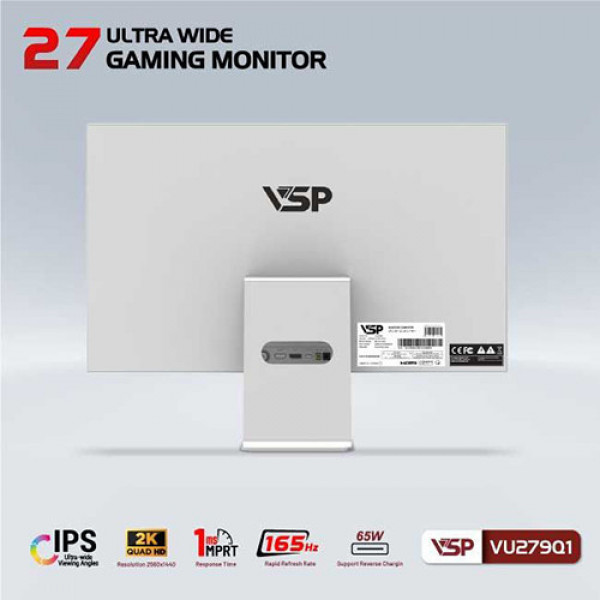 Màn hình VSP Ultrawide VU279Q1 Trắng (27 inch | QHD | IPS | 165Hz | 1ms)