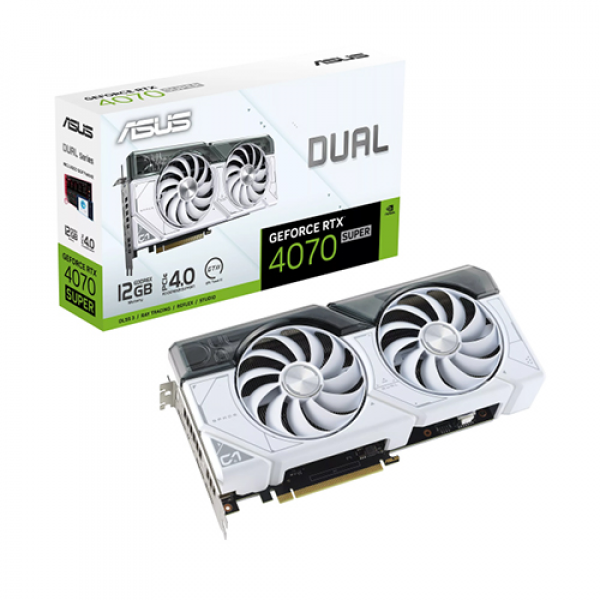 VGA ASUS Dual GeForce RTX 4070 SUPER White Edition 12GB GDDR6X (DUAL-RTX4070S-12G-WHITE)