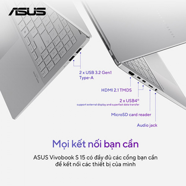 Laptop Asus Vivobook S 15 S5507QA-MA089WS (Snapdragon X1E | 32GB | 1TB | Qualcomm Adreno | 15.6 inch 3K OLED | Win 11)