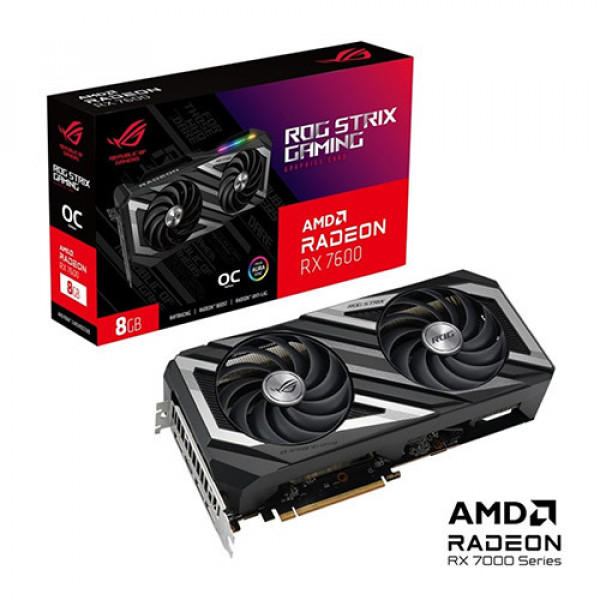 VGA Asus ROG Strix Radeon RX 7600 OC 8GB GDDR6 (ROG-STRIX-RX7600-O8G-GAMING)