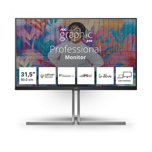 Màn hình AOC GRAPHIC PRO U32U3CV/74 (31.5 inch | UHD | NANO IPS | 60Hz | 4ms | LOA | RJ45 | HDR400 | USB-C 96W)