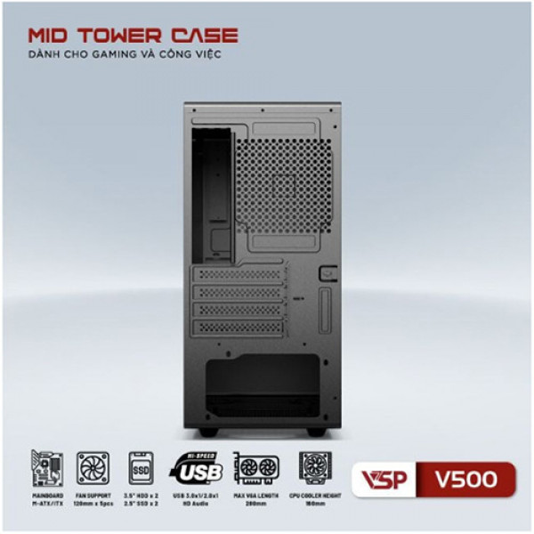 Vỏ case VSP V500 - Đen (Mid Tower)