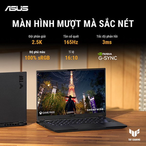 Laptop ASUS TUF Gaming A14 FA401WV-RG062WS (Ryzen™ AI 9 HX 370 | 16GB | 1TB | RTX 4060 | 14inch 2.5K 165Hz | Win 11 | Office | Xám)