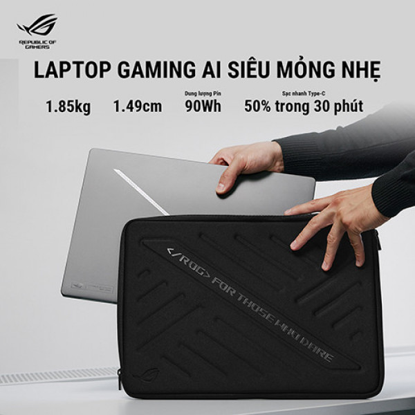 Laptop Asus ROG Zephyrus G16 GA605WI-QR090WS (Ryzen™ AI 9 HX 370 | 32GB | 1TB | RTX 4070 | 16inch WQXGA 240Hz | Win 11 | Xám)