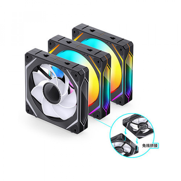 Bộ 3 Quạt JONSBO ZL-120BR (3 IN 1) BLACK infinity REVERSE (Ghép Nối Không Dây, Đào Chiều)