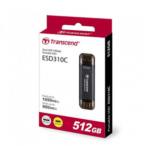 Ổ cứng SSD Transcend 512Gb TS512GESD310C (Type-C và USB3.2/ 1050Mb/s/ 950Mb/s/ Đen)
