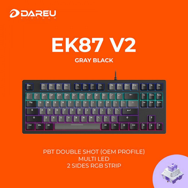 Bàn phím cơ DareU EK87 V2 Gray Black PBT Dream switch