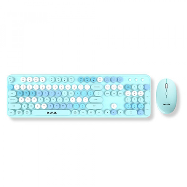 Bộ bàn phím chuột không dây Aula AC306 màu xanh