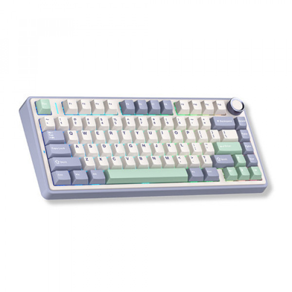 Bàn phím cơ gaming AULA F75 3 Mode Ice Green Reaper switch (Tím nhạt+be+xanh lá)