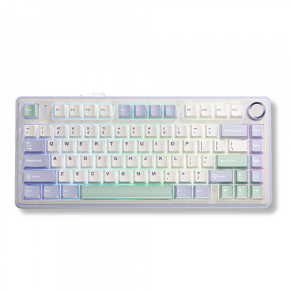 Bàn phím cơ gaming AULA F75 3 Mode Ice Green Reaper switch (Tím nhạt+be+xanh lá)