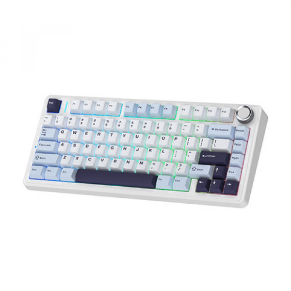 Bàn phím cơ AULA F75 3 Mode Ice Blue Ice Vein switch (Xanh nhạt+trắng+xanh đậm)