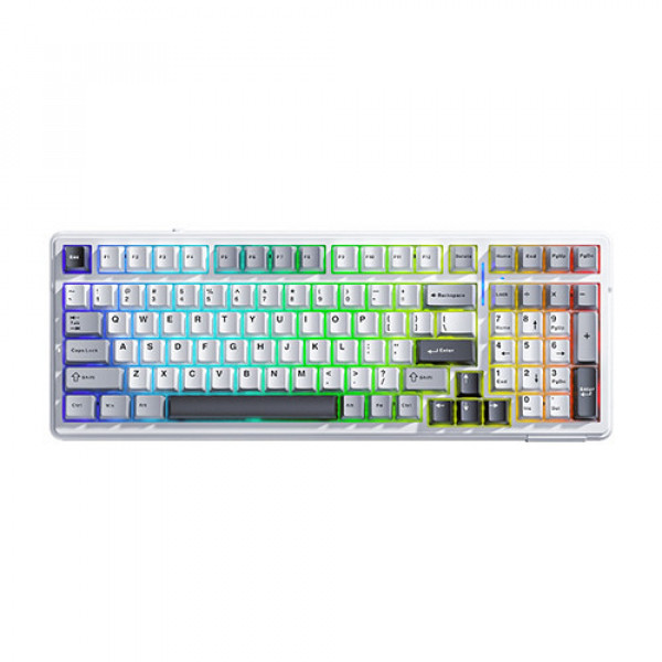 Bàn phím cơ AULA F99 3 Mode Xám trắng - Xám đậm Grey Wood switch
