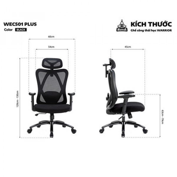 Ghế công thái học ergonomic WARRIOR HERO Series WEC501 Plus Black