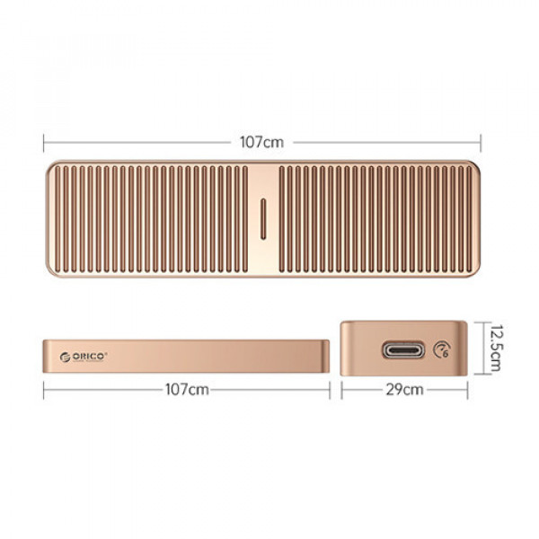 Hộp ổ cứng SSD ORICO NVMe M.2 SSD Tốc độ 10Gbps - Màu Vàng đồng (M222C3-G2-BP)