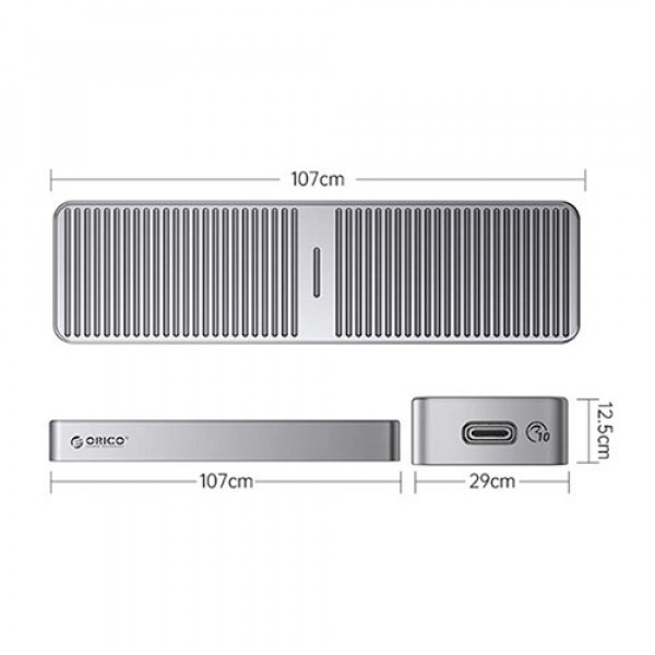 Hộp ổ cứng SSD ORICO NVMe M.2 SSD Tốc độ 10Gbps - Màu Xám (M222C3-G2-BP)