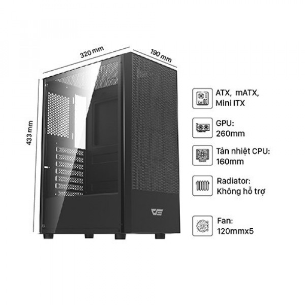 Vỏ case Darkflash A290 (ATX - Màu Đen)