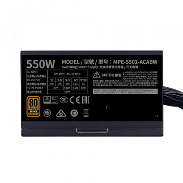 Nguồn Cooler master MWE 550 BRONZE V2 230V (MPE-5501-ACABW-BEU)