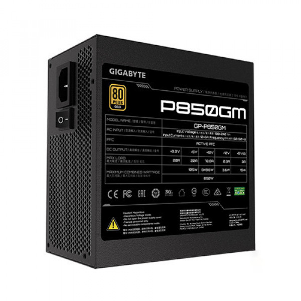 Nguồn GIGABYTE GP-P850GM 850w (80 Plus Gold/Full Modular/ Màu Đen)