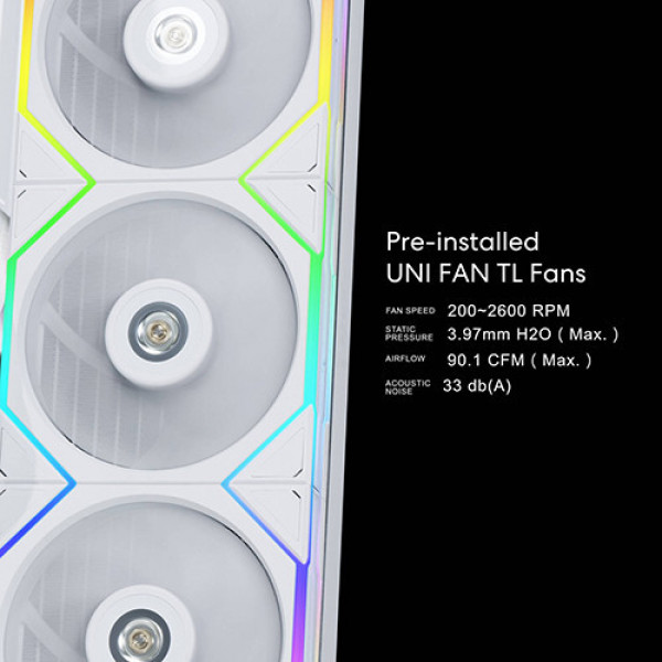 Tản Nhiệt Nước Lian Li HydroShift LCD 360TL fan White