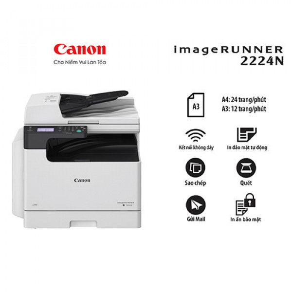 Máy photocopy Canon IR2224N + Mực + Chân kê (A3/A4/ In/ Copy/ Scan/ Đảo mặt/ ADF/ USB/ LAN/ WIFI)