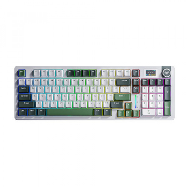 Bàn phím cơ AULA S98 Pro 3 Mode Tropical Forest Greywood V4 switch