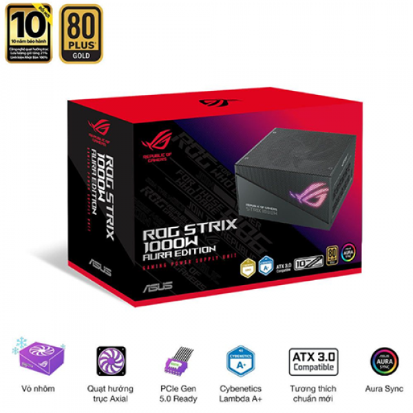 Nguồn Máy Tính Asus ROG STRIX 1000W Gold Aura Edition ( Pci 5.0 - Full modular)