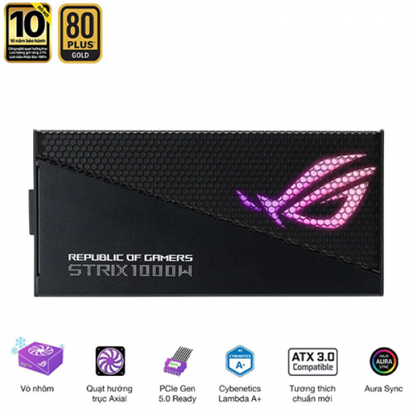 Nguồn Máy Tính Asus ROG STRIX 1000W Gold Aura Edition ( Pci 5.0 - Full modular)