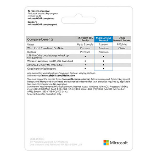 Phần mềm Office Microsoft 365 Personal ESD QQ2-00003 (1 người/ 5 thiết bị/ 12 tháng)