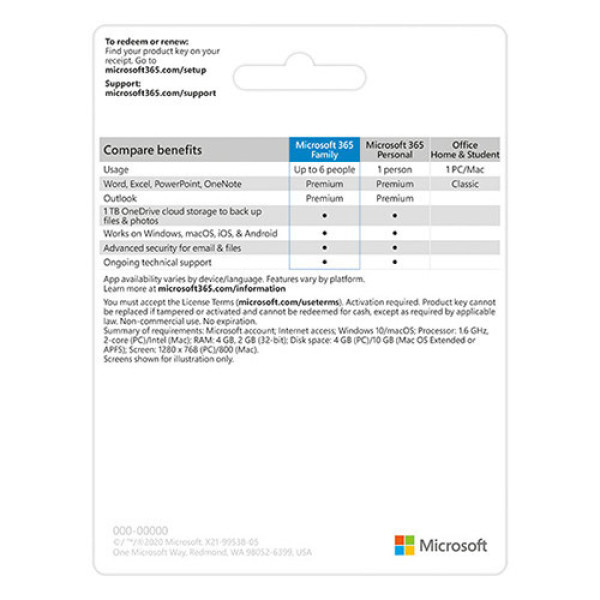 Phần mềm Office Microsoft 365 Family ESD 6GQ-00083 - Keyonline (6 người/ 5 thiết bị/người / 12 tháng)