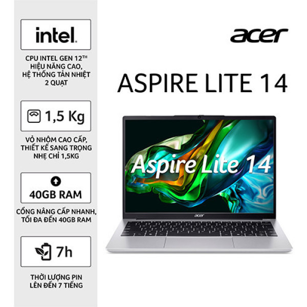 Laptop Acer Aspire Lite 14 AL14-71M-52GQ NX.J4ASV.001 (Core™ i5-12500H | 16GB | 512GB | Intel® Iris® Xe | 14.0inch FHD+ | Win 11 | Bạc)