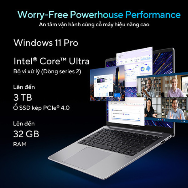 Laptop ASUS ExpertBook P5 P5405CSA-NZ0016W (Ultra 5 226V | 16GB | 512GB | Intel Arc 130V | 14 inch WQXGA | Win 11 | Xám)