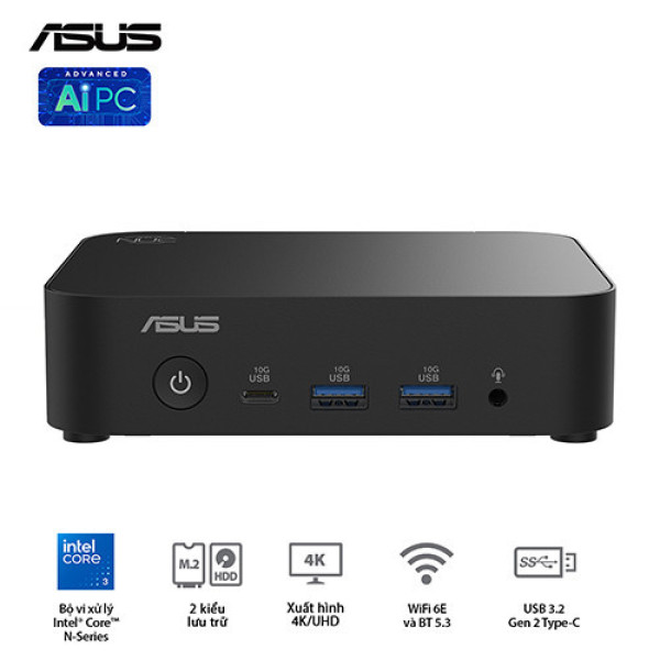 PC Mini Asus NUC 14 Essential RNUC14MNK355 (Intel Core 3 N355 | DDR5-4800 | 1x M.2 22x80/2242 PCIe Gen3x4 | 1x LAN | No-OS)