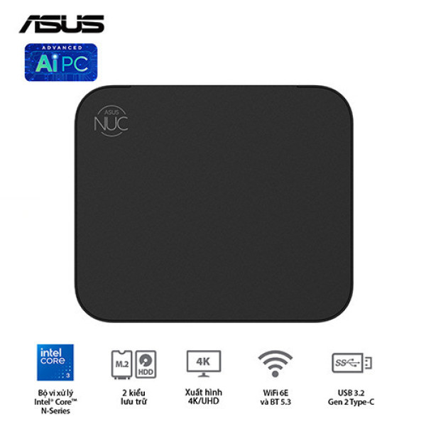 PC Mini Asus NUC 14 Essential RNUC14MNK355 (Intel Core 3 N355 | DDR5-4800 | 1x M.2 22x80/2242 PCIe Gen3x4 | 1x LAN | No-OS)