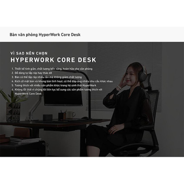 Khung bàn HyperWork Core Desk HPW-DK01-BLK-V1-1 Đen (Chưa bao gồm mặt bàn)