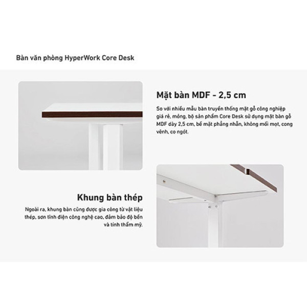 Mặt bàn 1m4 HyperWork Core Desk HPW-TT02-BLK Đen V1 (Chưa bao gồm khung bàn)