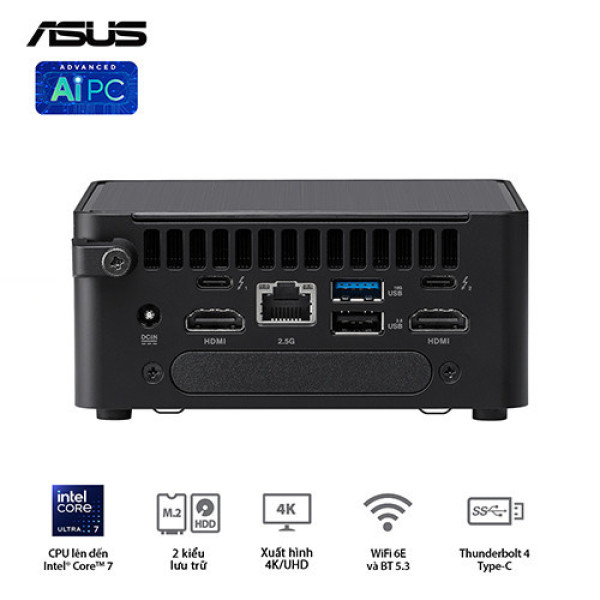 PC Mini Asus NUC 14 Pro Tall RNUC14RVHU700000I (Ultra 7 155H | 2xDDR5-5600 | 2xNVMe,SATA | Arc Graphics)