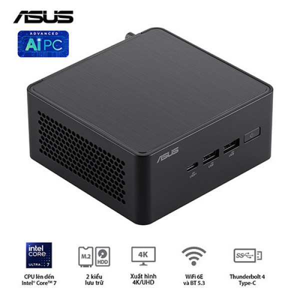 PC Mini Asus NUC 14 Pro Tall RNUC14RVHU700000I (Ultra 7 155H | 2xDDR5-5600 | 2xNVMe,SATA | Arc Graphics)