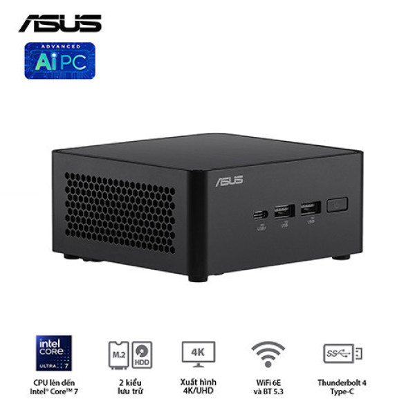 PC Mini Asus NUC 14 Pro Tall RNUC14RVHU700000I (Ultra 7 155H | 2xDDR5-5600 | 2xNVMe,SATA | Arc Graphics)