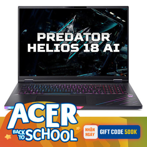 Laptop Acer Predator Helios 18 AI PH18-73-98AQ NH.QVWSV.001 (Ultra 9 275HX | 192GB | 6TB | RTX 5090 | 18 inch 4K 120Hz | Win 11 Pro | Đen)