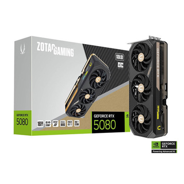 VGA ZOTAC GAMING GeForce RTX 5080 SOLID OC 16GB GDDR7 (ZT-B50800J-10PP)