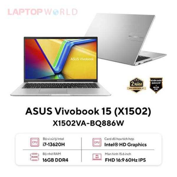 Laptop Asus Vivobook 15 X1502VA-BQ886W (Core™ i7-13620H | 16GB | 512GB | Intel HD Graphics | 15.6inch FHD | Win 11 | Bạc)