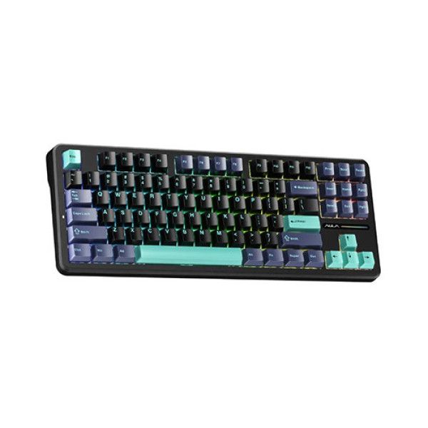 Bàn phím cơ Aula F87 PRO Xanh đậm+Đen+Xanh cổ vịt Greywood V4 switch (Bluetooth/ Wireless/ LED RGB)