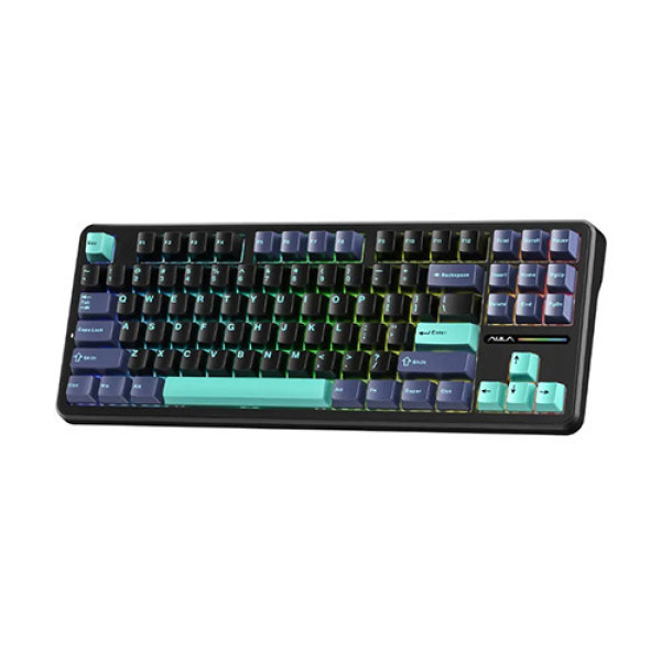 Bàn phím cơ Aula F87 PRO Xanh đậm+Đen+Xanh cổ vịt Greywood V4 switch (Bluetooth/ Wireless/ LED RGB)