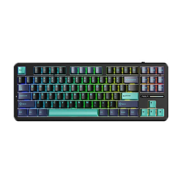 Bàn phím cơ Aula F87 PRO Xanh đậm+Đen+Xanh cổ vịt Greywood V4 switch (Bluetooth/ Wireless/ LED RGB)