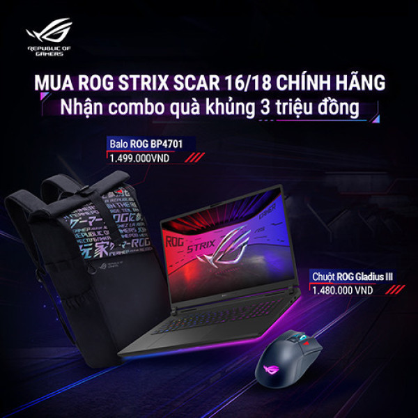 Laptop ASUS ROG Strix SCAR 16 G635LX-RW179W (Ultra 9 275HX | 64GB | 4TB | RTX 5090 | 16 inch WQXGA 240Hz | Win 11 | Đen)