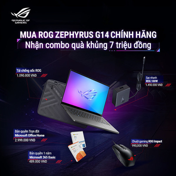 Laptop ASUS ROG Zephyrus G14 GA403WR-QS103WS (Ryzen™ AI 9 HX 370 | 32GB | 1TB | RTX 5070 Ti | 14.0 inch 3K OLED | Win 11 | Office | Xám)