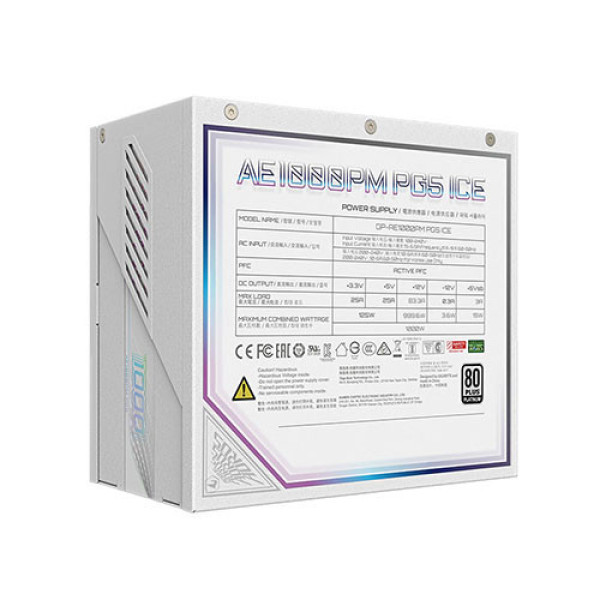 Nguồn GIGABYTE AORUS GP-AE1000PM PG5 ICE 1000W (80 plus Platinum/Màu Trắng)
