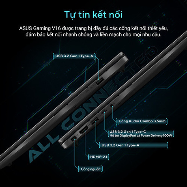 Laptop ASUS Gaming V16 V3607VM-RP044W (Core™ 7 240H | 16GB | 1TB | RTX 5060 | 16inch WUXGA 144Hz | Win 11 | Đen)