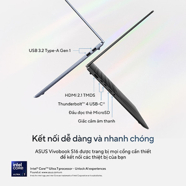 Laptop Asus Vivobook S 16 S5606CA-RI171WS (Ultra 7 255H | 16GB | 512GB | Intel® Arc™ Graphics | 16.0inch 3K OLED | Win 11 | Office | Xanh) 
